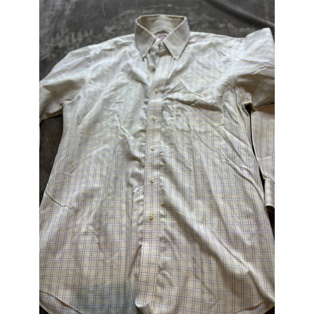 Brooks Brothers 346 Mens Shirt 15-2/3 Yellow Original polo Check Non Iron‎